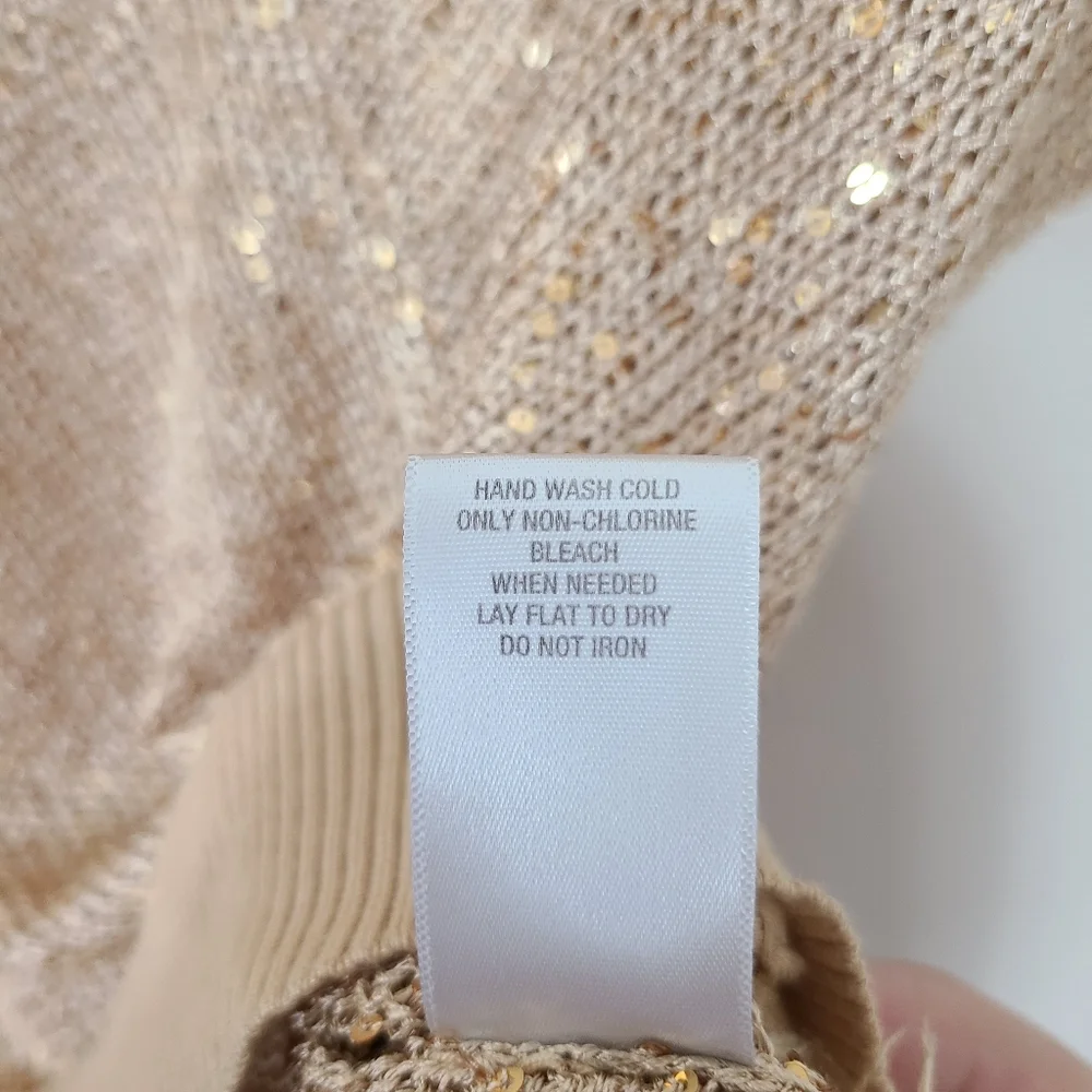 Dressbarn Gold Sequin Knit‎ Batwing Sleeve Blouse Womens Size Medium